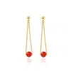 Unaloe Women's Gold / Red Mediterranean Elegance Gold-plated Dangling Earrings In Sterling Silver With Natu