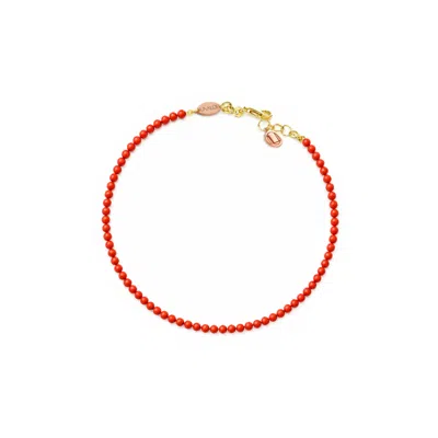 Unaloe Women's Gold / Red Mediterranean Red Coral Bracelet In Gold Vermeil – Handmade Italian Jewellery