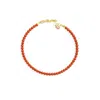 Unaloe Women's Gold / Red Natural Red Coral Bracelet With Small Round Beads And  Gold-plated Sterling Silve