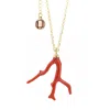 Unaloe Women's Gold / Red Natural Red Coral Branch Necklace In Sterling Silver With Gold Plating Vermeil It