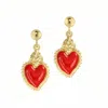 Unaloe Women's Gold / Red Silver Earrings With Gold-plated Red Heart Pendant