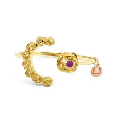 Unaloe Women's Gold / Rose Gold / Purple Moon Rose Open Bracelet In Sterling Silver, Vermeil Gold, And Natu