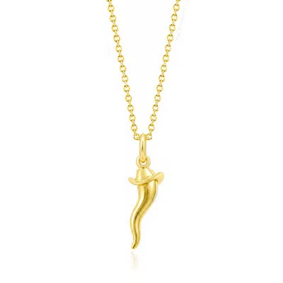 Unaloe Women's Gold / Silver Gold Plated Sterling Silver Italian Horn Necklace With Cowboy Hat Detail In Multi