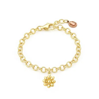 Unaloe Women's  Gold Vermeil Floral Charm Bracelet– Elegant Flower Jewelry Made In Italy
