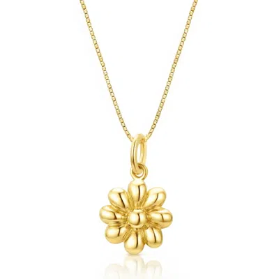 Unaloe Women's Gold Vermeil Floral Pendant Necklace – Sculpted Botanical Motif, Dimensional Flower Talisman