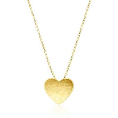 Unaloe Women's Gold Vermeil Hammered Heart Necklace – Textured Sculpted Love Pendant, Contemporary Statemen