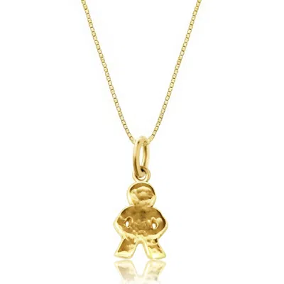 Unaloe Women's Gold Vermeil Little Boy Pendant Necklace – Hammered Textured Child Silhouette Talisman, Fami