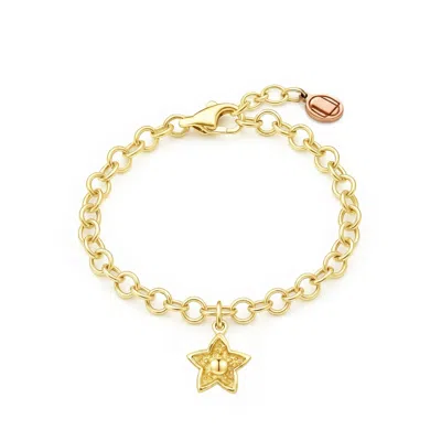 Unaloe Women's Gold Vermeil Marine Flower Charm Bracelet – Handmade Fine Jewelry - Gift For Her Bracelet