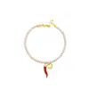 Unaloe Women's Gold / White Baroque Pearl  Bracelet With Coral Cornicello And Silver Heart, Gold Plated In Multi
