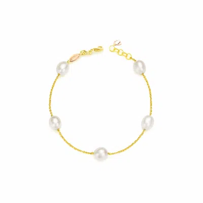 Unaloe Women's Gold / White Gold Plated Bracelet With Natural Baroque Pearls  Refined Elegance In Multi