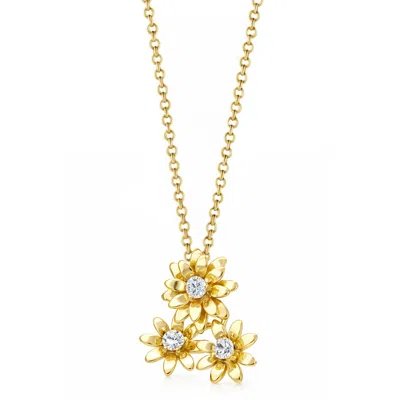 Unaloe Women's Gold / White Gold Vermeil Flower Necklace With Zirconia In Multi