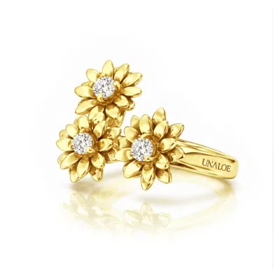Unaloe Women's Gold / White Gold Vermeil Flower Ring With Zirconia In Multi
