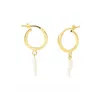 Unaloe Women's Gold / White Hoop Earrings With Gold-plated White Horn Pendant In Multi