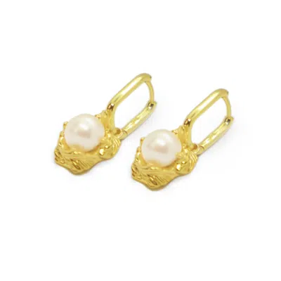 Unaloe Women's Gold / White Lumina Earrings Gold Plated With Pearl In Multi
