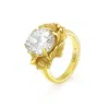 Unaloe Women's Gold / White Ring In Sterling Silver With Gold Plated With White Zirconia – Coleus Ovalis –  In Multi