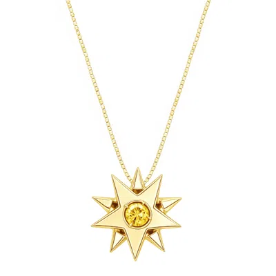 Unaloe Women's Gold / Yellow Yellow Quartz Star Pendant Necklace - Gold Vermeil In Gold/yellow