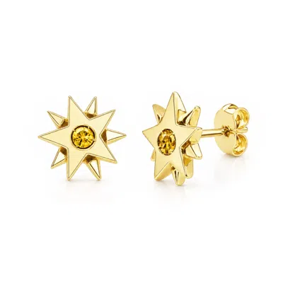 Unaloe Women's Gold / Yellow Yellow Quartz Star Stud Earrings –  Gold Vermeil In Gold/yellow