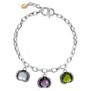 Unaloe Women's Green / Pink / Purple Super Fantasy Bracelet Silver– Timeless Elegance With Three Crystal Bl