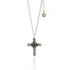 Unaloe Women's Green Spiritual Cross Silver Necklace With Emerald