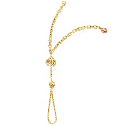 Unaloe Women's Leaf Hand Chain Bracelet – Gold Plated Sterling Silver