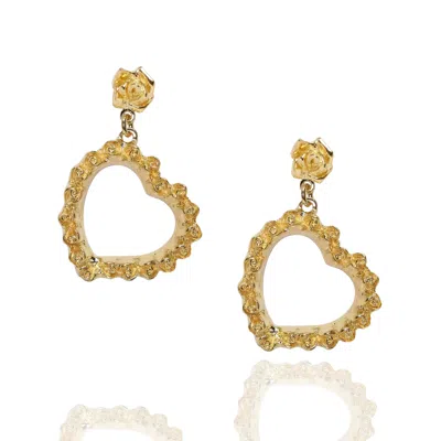 Unaloe Women's Love Earrings Pendants In Gold-plated Sterling Silver.