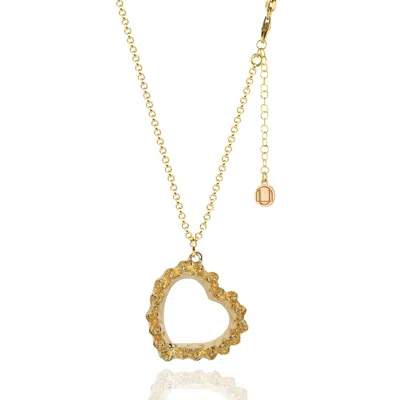 Unaloe Women's Love Necklace With Rose Heart In Sterling Silver Plated In Vermaill Gold