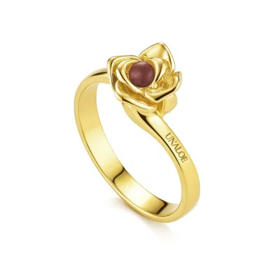 Unaloe Women's Magnifica Silver Ring, Gold-plated Ruby