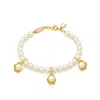 Unaloe Women's Natural Pearl Bracelet Gold Plated With Bud Charms – Essence Of Nature In Gold