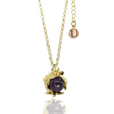 Unaloe Women's Natural Queen Necklace Gold-plated With Natural Amethyst