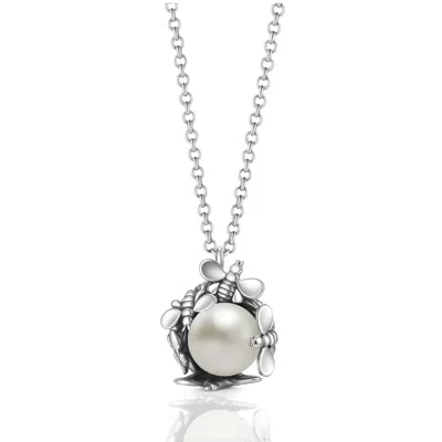 Unaloe Women's Natural Queen Necklace Sterling Silver With Natural Pearl