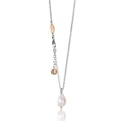 Unaloe Women's Necklace Sterling Silver  With Baroque Pearl Pendant