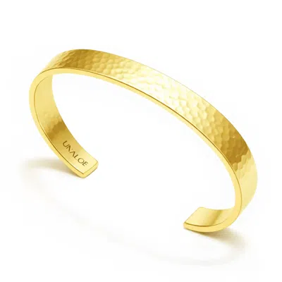 Unaloe Women's Open Gold Plated Rigid Bangle With Medium Hammered Band – Jewelry For Women