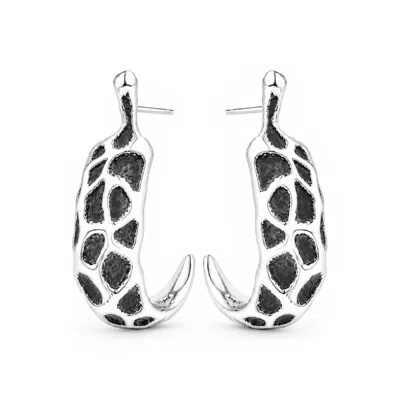 Unaloe Women's Organic Textured Chunky Hoop Earrings – Sterling Silver
