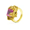 Unaloe Women's Pink / Gold Ring In Sterling Silver-gold Plated With  Pink Zirconia – Coleus Quadratus - Una In Multi