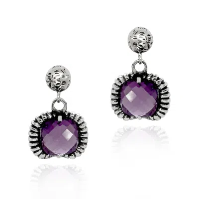 Unaloe Women's Pink / Purple Fantasy Earrings Silver– Timeless Elegance With Purple Crystal