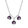 Unaloe Women's Pink / Purple Fantasy Necklace Silver– Timeless Elegance With Three Purple Crystal