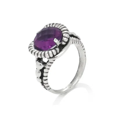 Unaloe Women's Pink / Purple Fantasy Ring Silver– Timeless Elegance With Purple Crystal