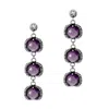 Unaloe Women's Pink / Purple Super Fantasy Earrings Silver– Timeless Elegance With Three Purple Crystal