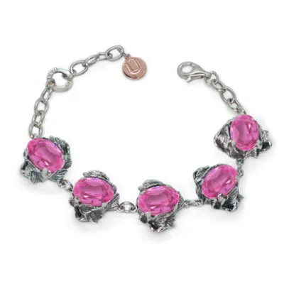 Unaloe Women's Pink / Silver Bracelet Coleus Ovalis Silver With Pink Zirconia In Multi