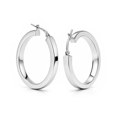 Unaloe Women's Polished Sterling Silver Chunky Hoop Earrings