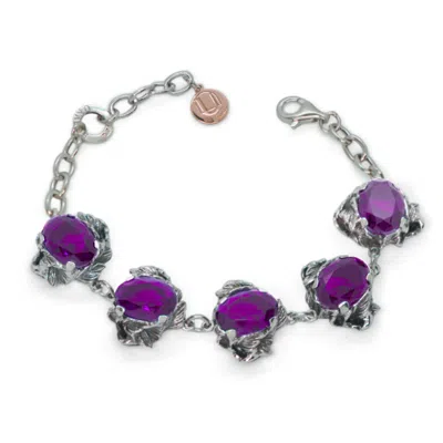 Unaloe Women's Purple / Silver Bracelet Coleus Ovalis Silver With Violet Zirconia In Multi