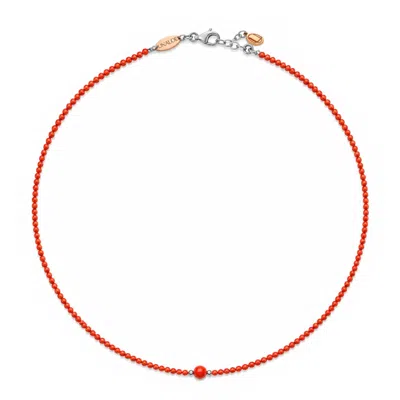 Unaloe Women's Red / Silver Sterling Silver And Red Coral Beaded Necklace In Red/silver