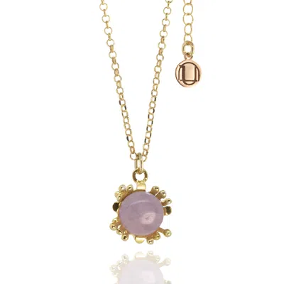Unaloe Women's Ribes Necklace In Sterling Silver, Gold Plated With Natural Kunzite In Purple