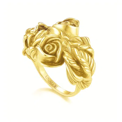 Unaloe Women's Rose Ring By  – Handmade Burnished Sterling Silver-gold Plated Seductive Emotions