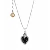 Unaloe Women's Silver / Black Silver Necklace With Black Heart Pendant