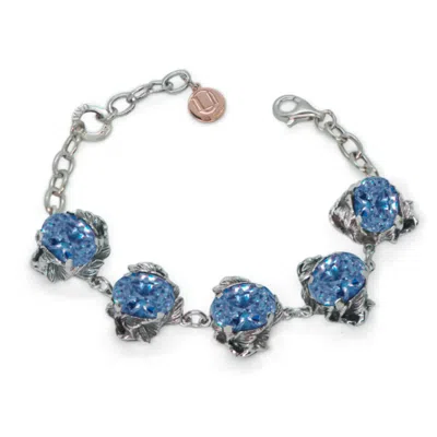 Unaloe Women's Silver / Blue Bracelet Coleus Ovalis Silver With Royal Blue Zirconia In Multi