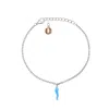 Unaloe Women's Silver / Blue Elegant Sterling Silver Bracelet With Sky Blue Horn Pendant
