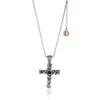 Unaloe Women's Silver / Blue Harmony Cross Silver Necklace With Sapphire