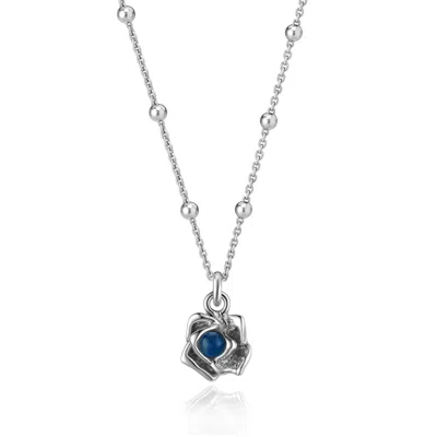 Unaloe Women's Silver / Blue Magnifica Necklace Silver With Natural Sapphire In Multi