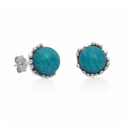 Unaloe Women's Silver / Blue Ribes Earrings Silver With Natural Amazonite In Multi